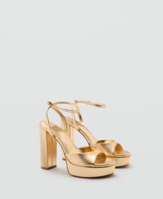 MANGO - Women's Metallic-Effect Heeled Sandals