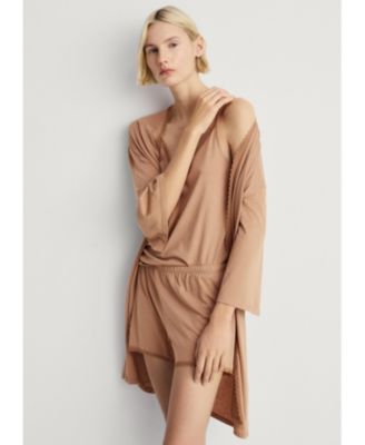 Women's Contrast Lace Cotton Robe