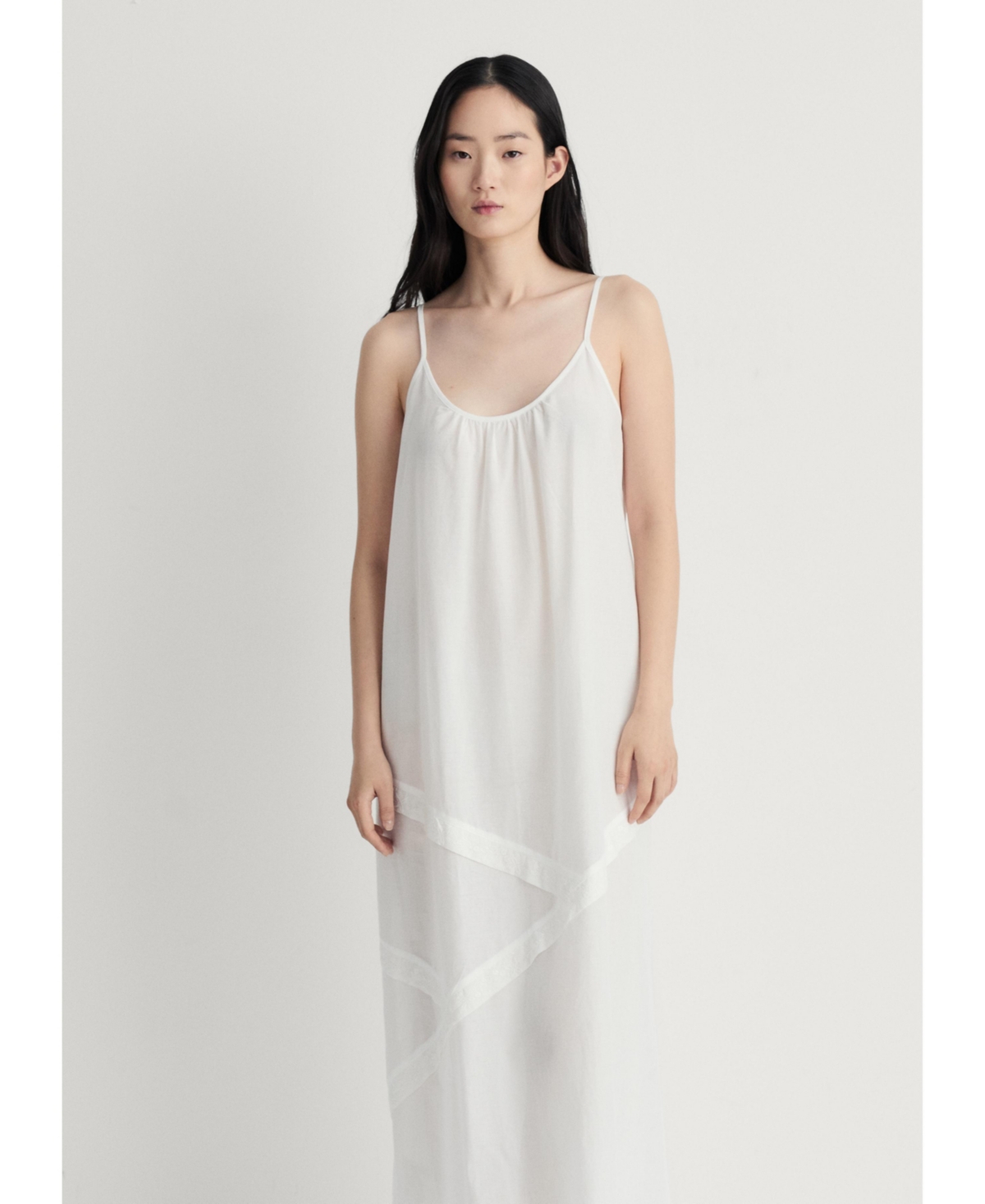 Women's Cotton Spaghetti Strap Nightgown - White