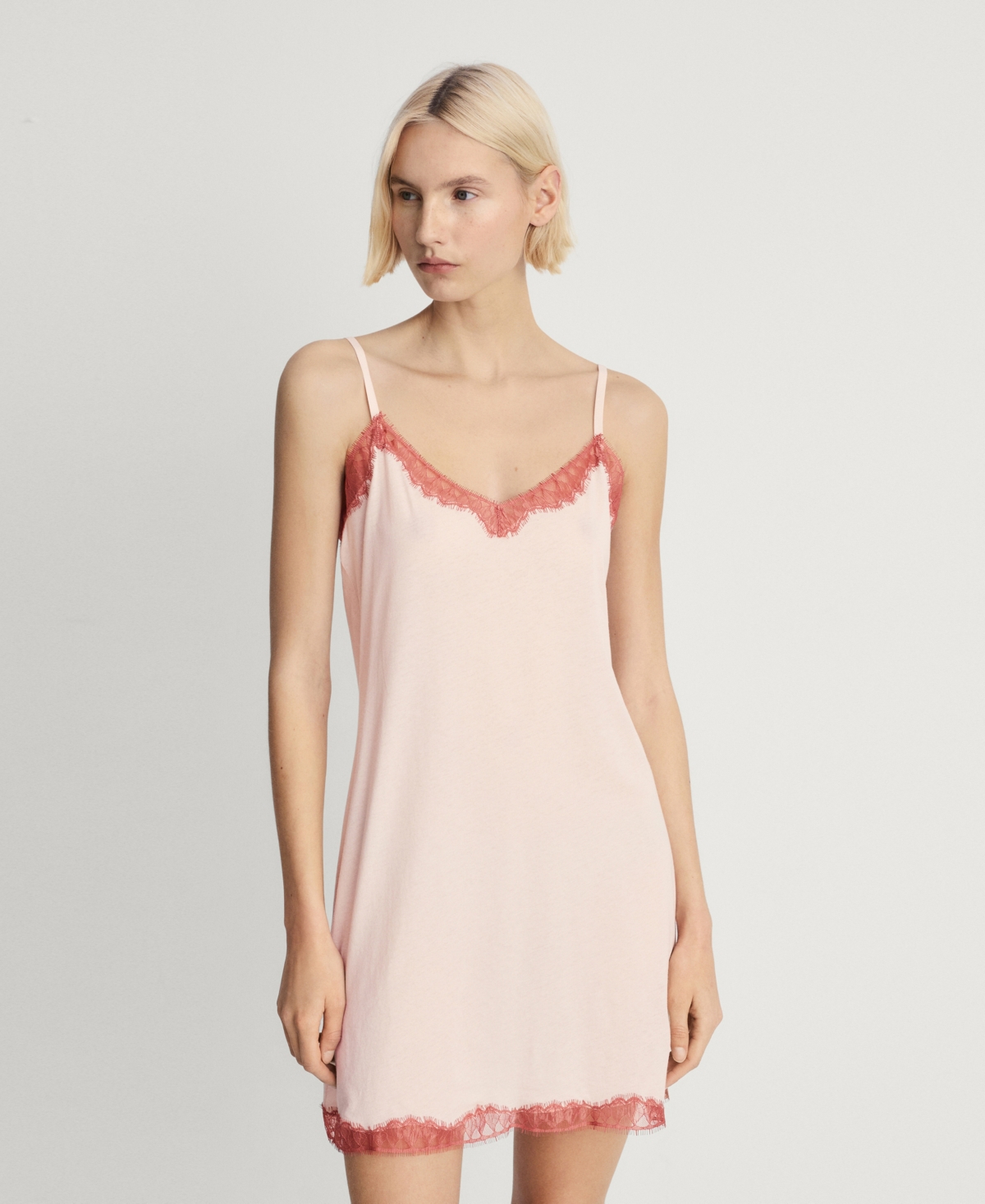 Women's Lace-Trimmed Nightgown - Pastel Pink