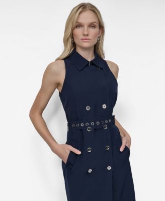 Women's Sleeveless Belted Trench Dress