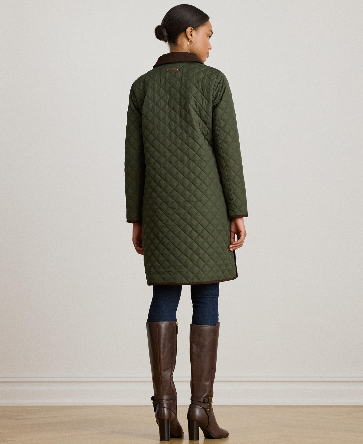 Ralph Lauren Petite Quilted Coat In Green