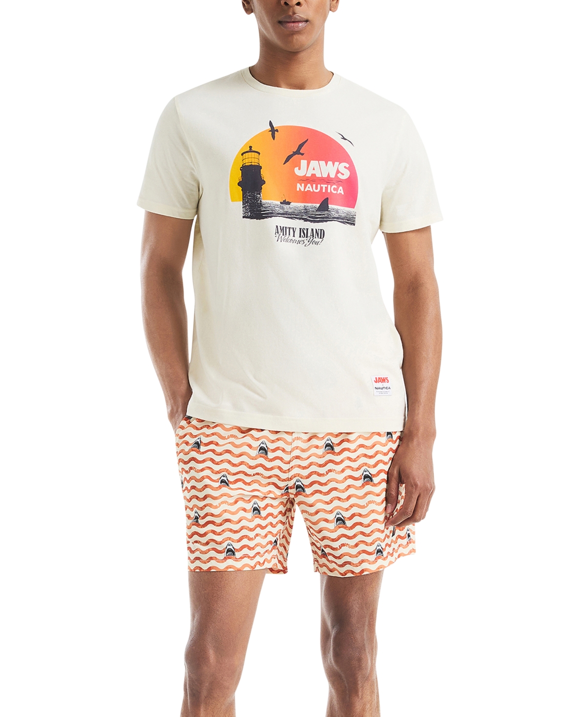 Nautica Jaws X  Men's Classic-fit Active Stretch Quick-dry Printed 6" Swim Trunks