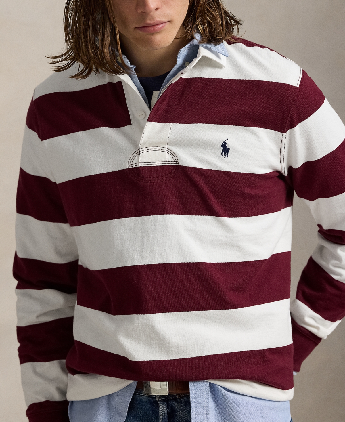 Polo Ralph Lauren Logo-embroidered Striped Cotton-jersey Polo Shirt In Burgundy