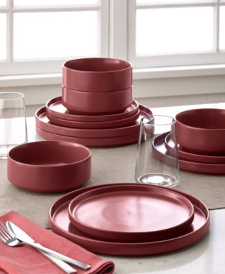 Aaden Matte Stackable 12 Pc. Dinnerware Set, Service for 4, Exclusively at Macy's
