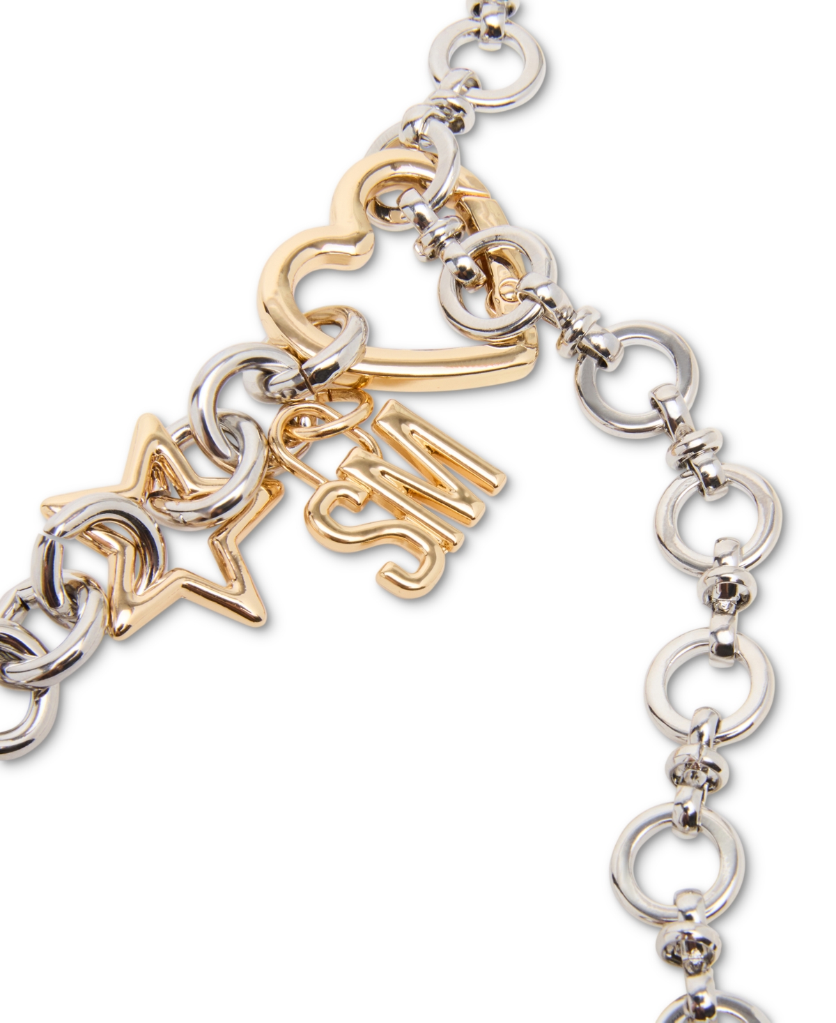 Steve Madden Heart & Star Ring Chain Belt In Gold