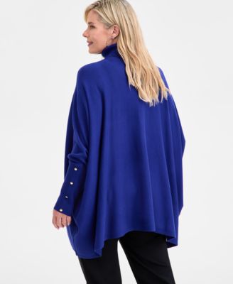 Plus Size Solid Turtleneck Poncho Sweater, Macy's  Exclusive