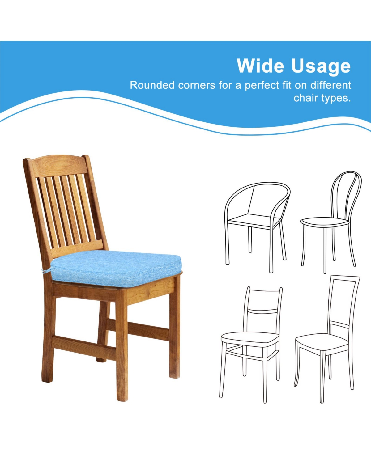 Aoodor Outdoor Dining Chair Cushions Set of 4, Waterproof Patio Furniture Seat Cushions, Pads with Ties, 18 x 19 inch