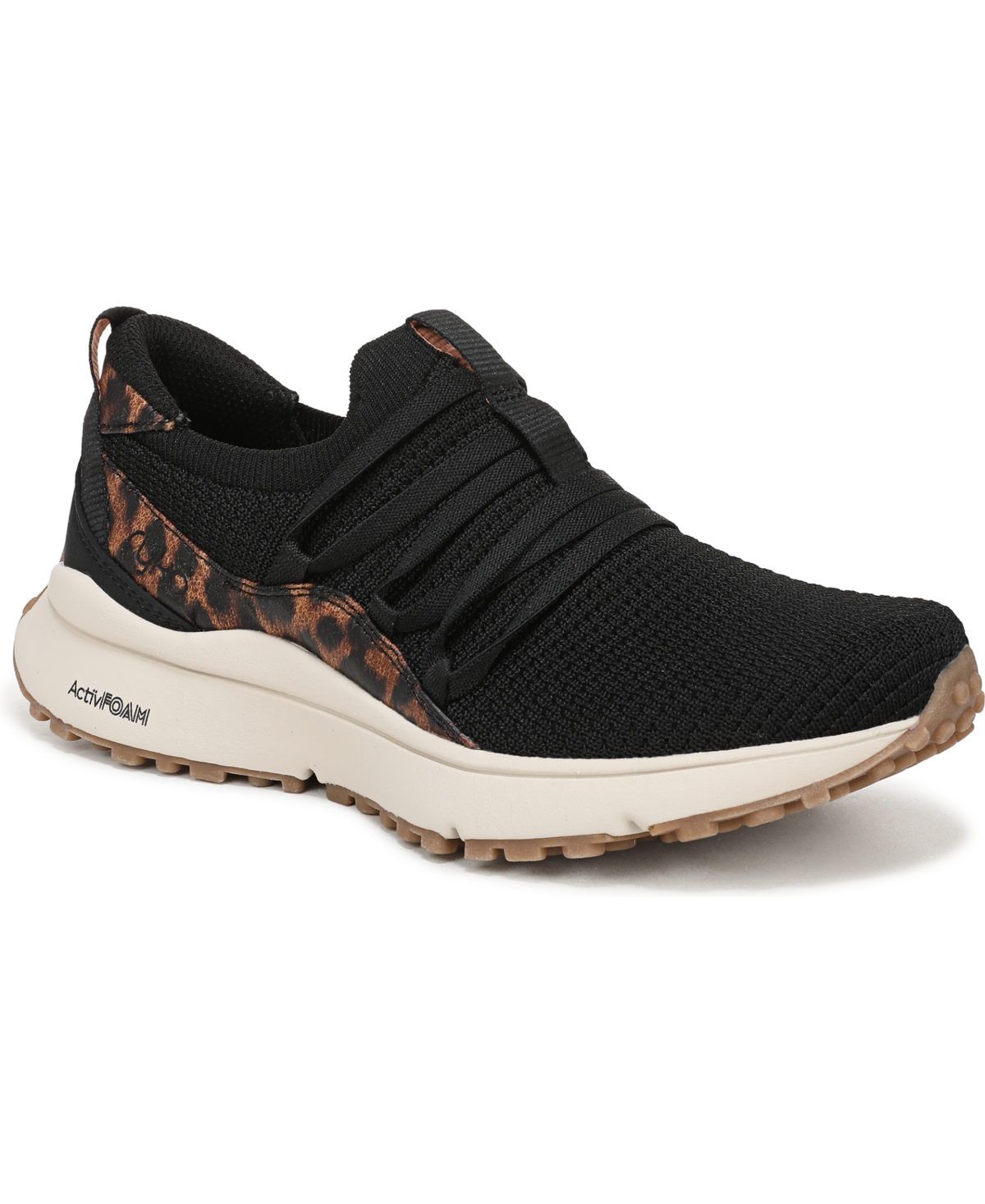 Women's Jumpstart-Lace Slip On Sneakers - Black Leopard Knit Fabric