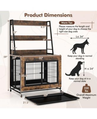 Industrial Dog Kennel Dog Crate Furniture with Storage Shelves