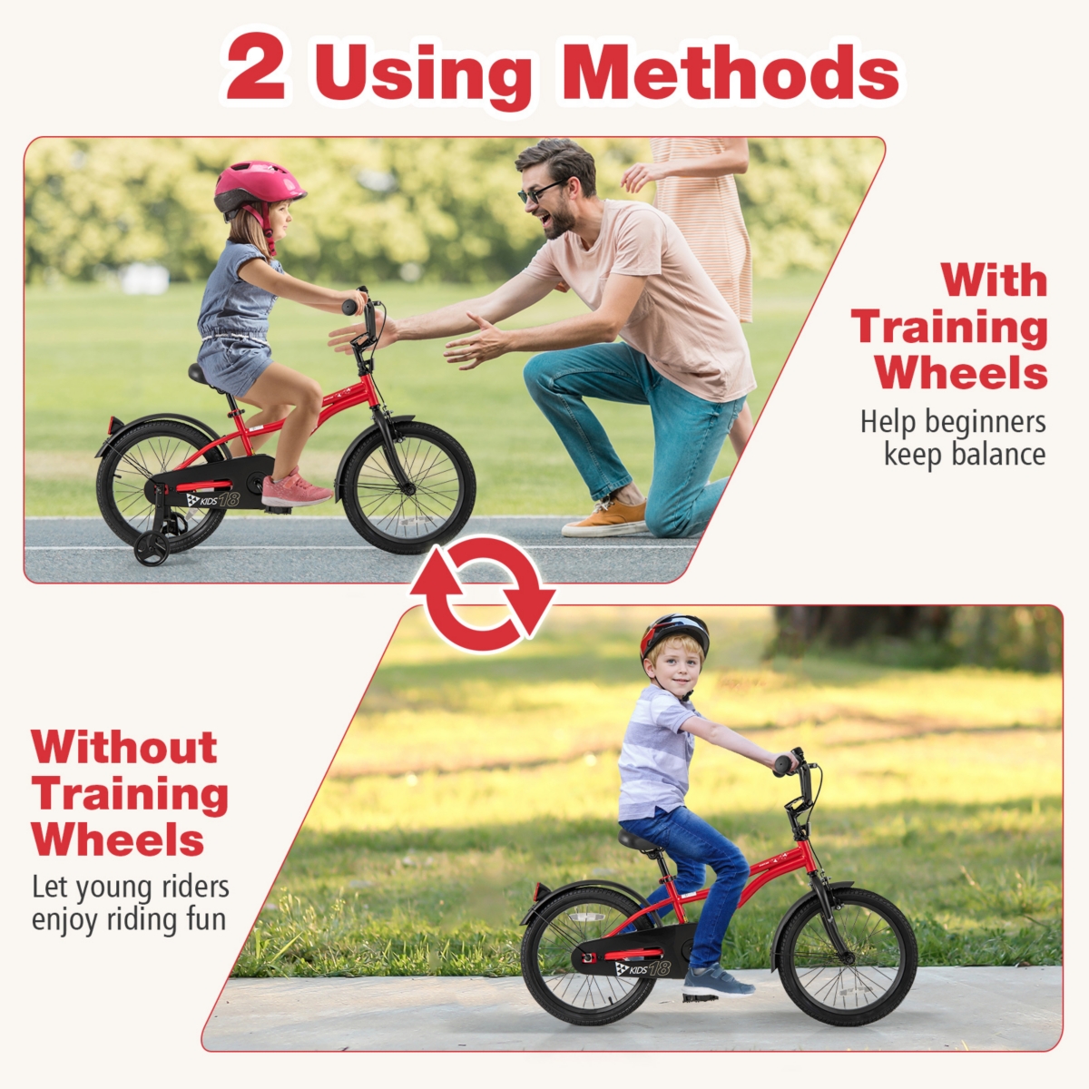 Bicycle for Kids with Adjustable Seat Bell Reflectors for Visibility
