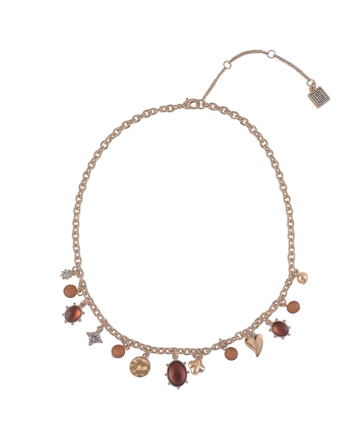 Gold Tone Charm Necklace - Gold