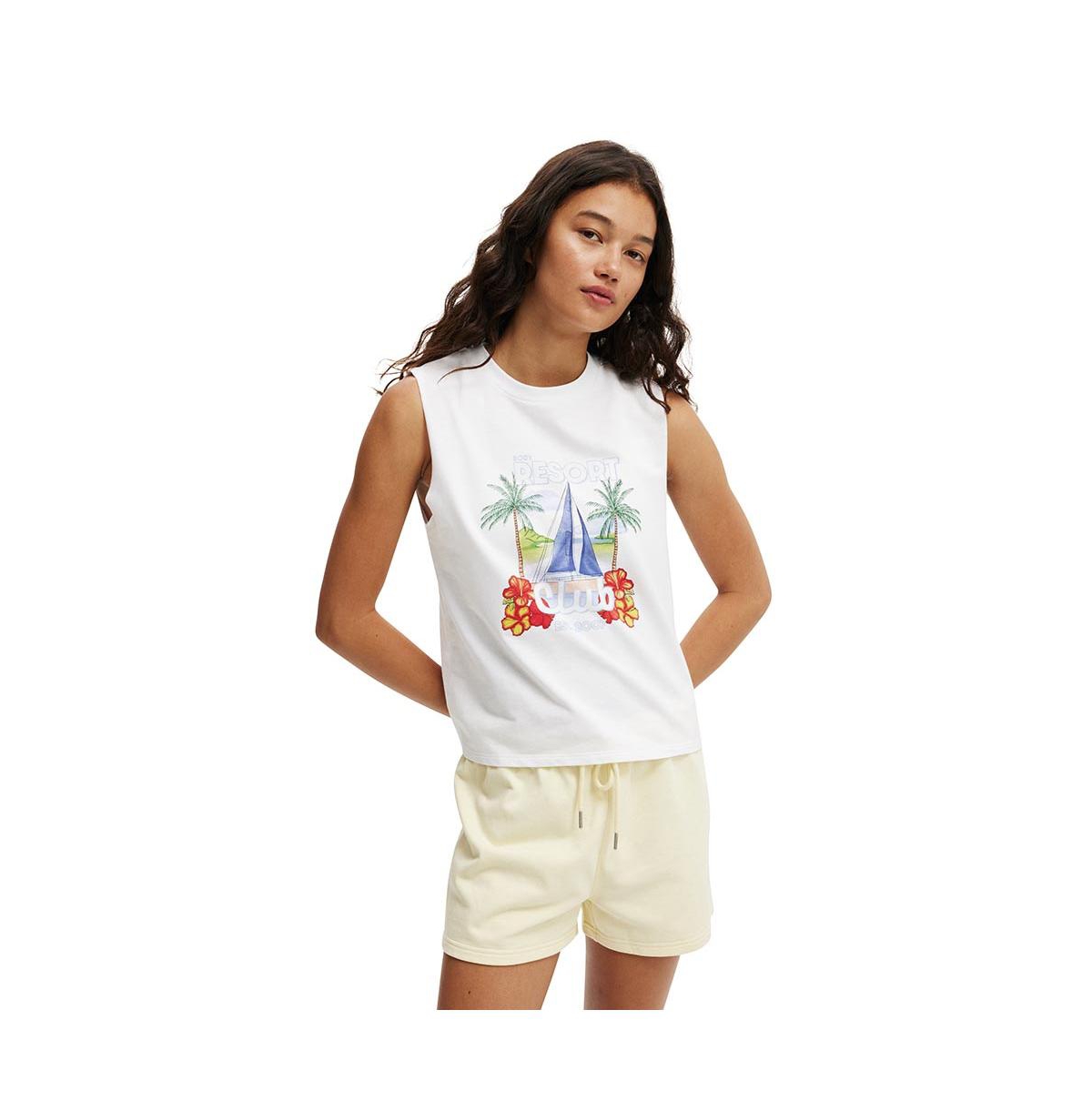 Women's Active Graphic Crew Tank - White/resort club