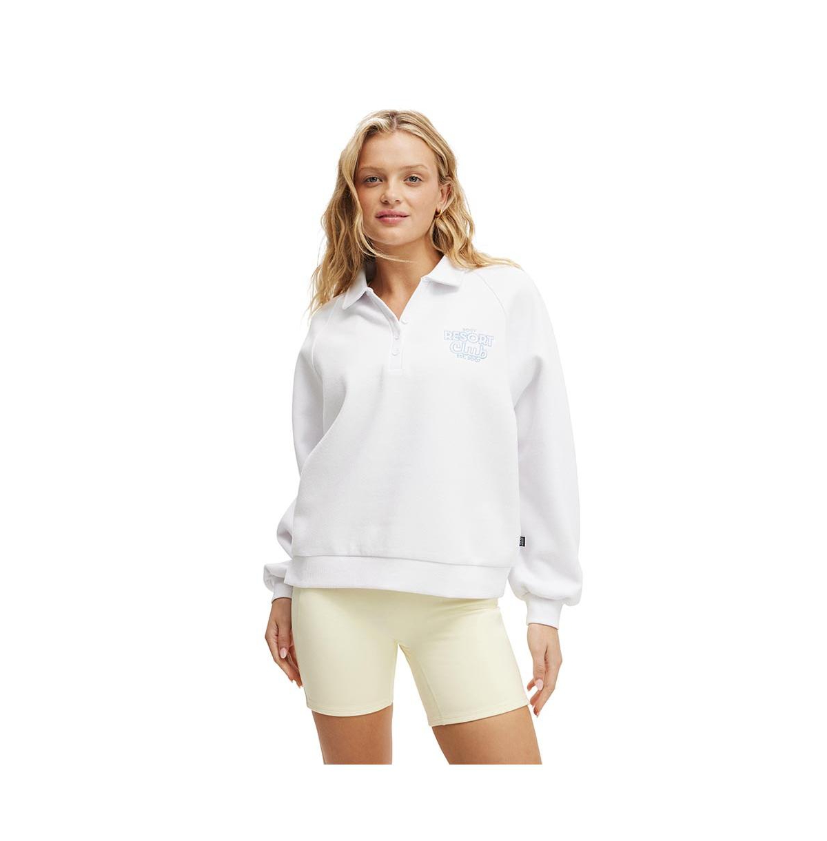 Women's Active Plush Graphic Polo - White/heritage blue/resort club