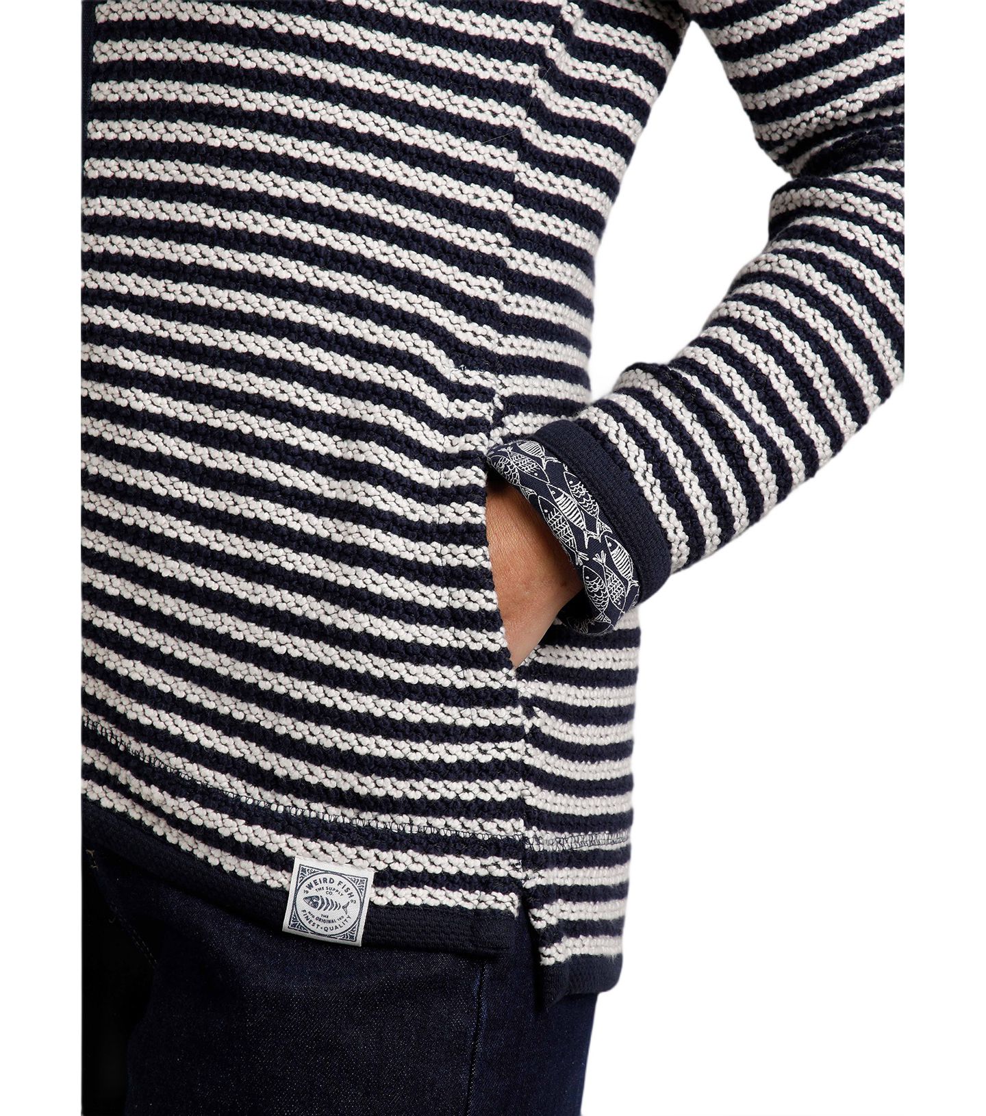 Женское худи Weird Fish Bianca Full Zip Stripe Macaroni, цвет: Тёмно-синий — фото 4