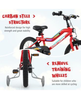 Kids Bike with LED Lights Adjustable Carbon Steel Bicycle