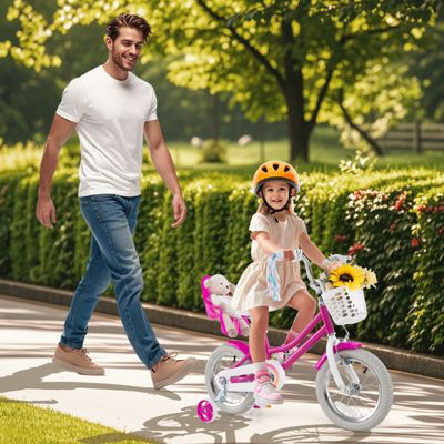 Slickblue Kids Bicycle with Training Wheels and Front and Rear Brake System