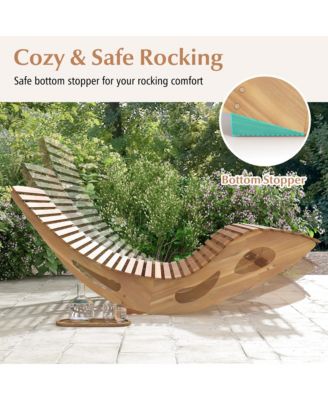 2PCS Outdoor Double Chaise Lounge for 2 w/ High Back Slatted Seat Stopper Patio