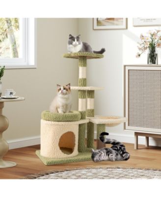 Tall Multi-Level Aesthetic Kitten Tower with Condo and Bed