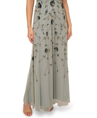 Women's V-Neck Beaded Mesh Dress