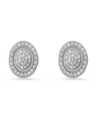 Women's Brass Simulated Diamonds Round Stud Earrings