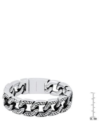 Men’s Heavy Oxidized Stainless Steel Accented Cuban Link Chain Bracelet