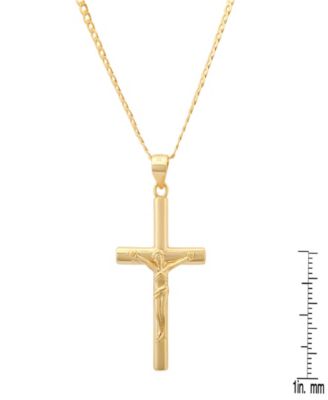 Men's 14K Gold Plated Crucifix Pendant Necklace