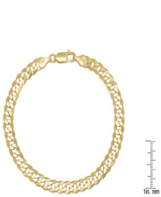 Unisex 14K Gold Plated Sterling Silver Diamond Cut Curb Link Chain Bracelet