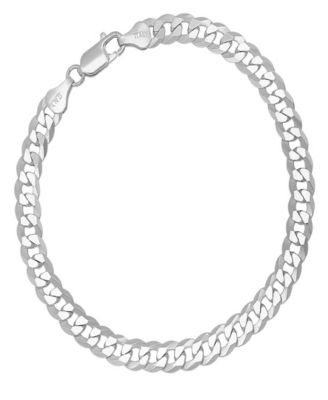 Unisex Sterling Silver Diamond Cut Curb Link Chain Bracelet
