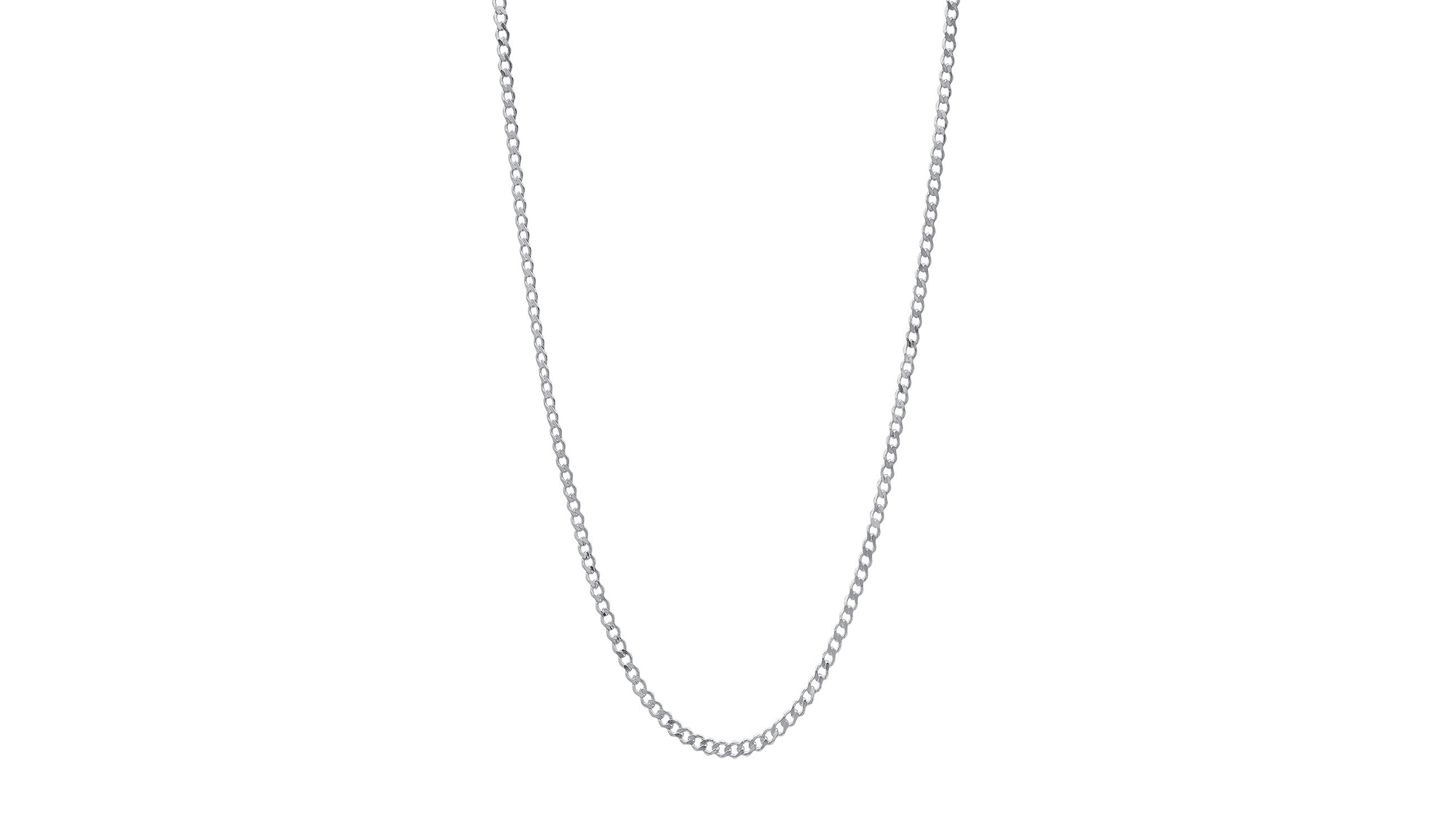 Steeltime Unisex Sterling Silver Cuban Superflat Necklace