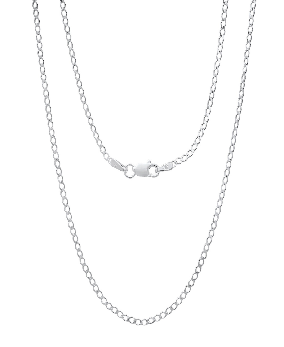 Steeltime Unisex Sterling Silver Cuban Flat Necklace