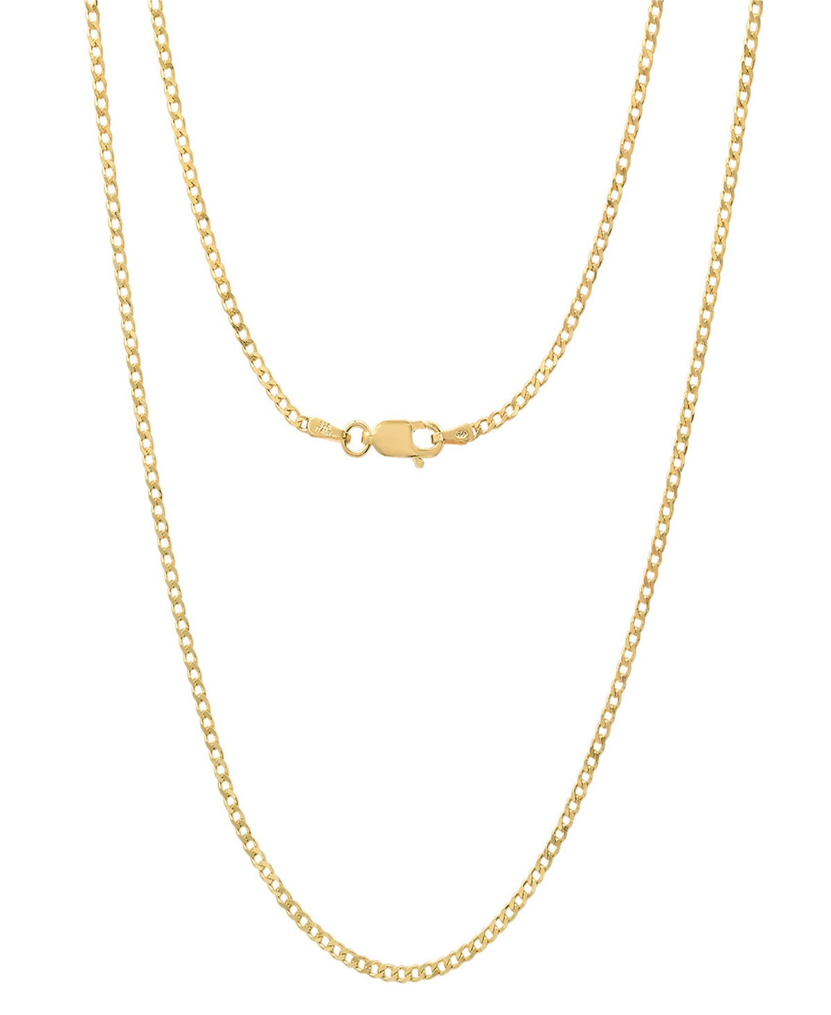 Steeltime Unisex 14K Gold Plated Cuban Superflat Chain Necklace
