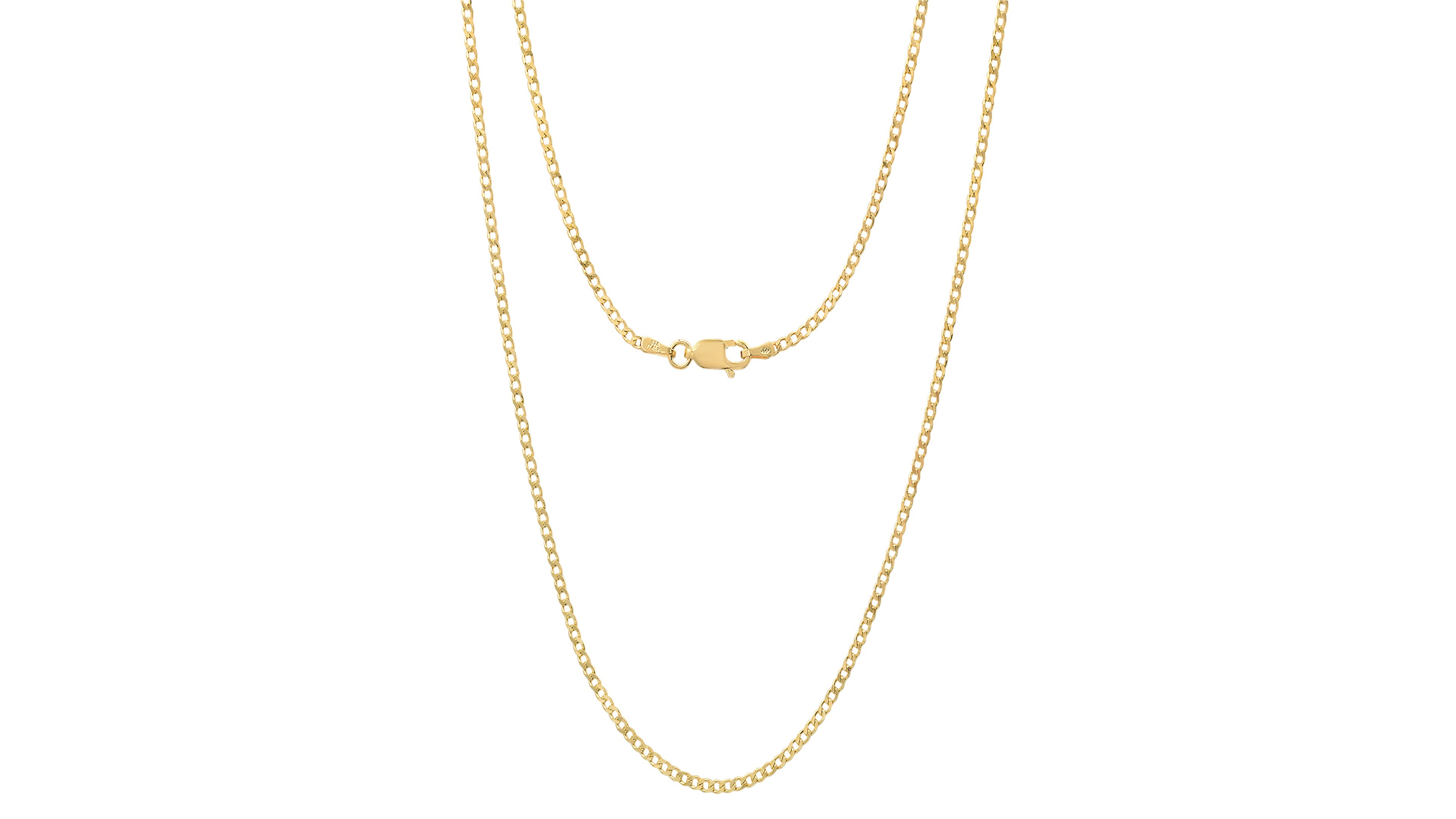 Steeltime Unisex 14K Gold Plated Cuban Superflat Chain Necklace