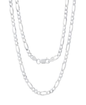 Unisex Sterling Silver Figaro Superflat Necklace