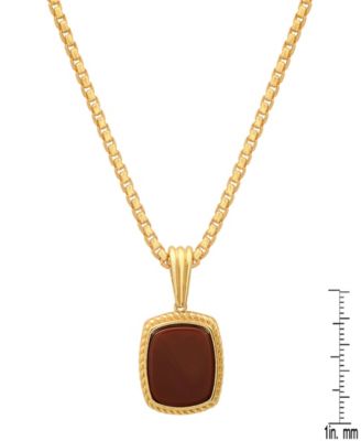 Men's Tiger Eye Square Pendant Necklace