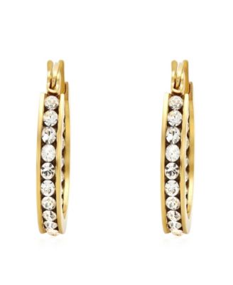 Women's Stainless-Steel Hoop Earrings Adorned with Swarovski Crystals