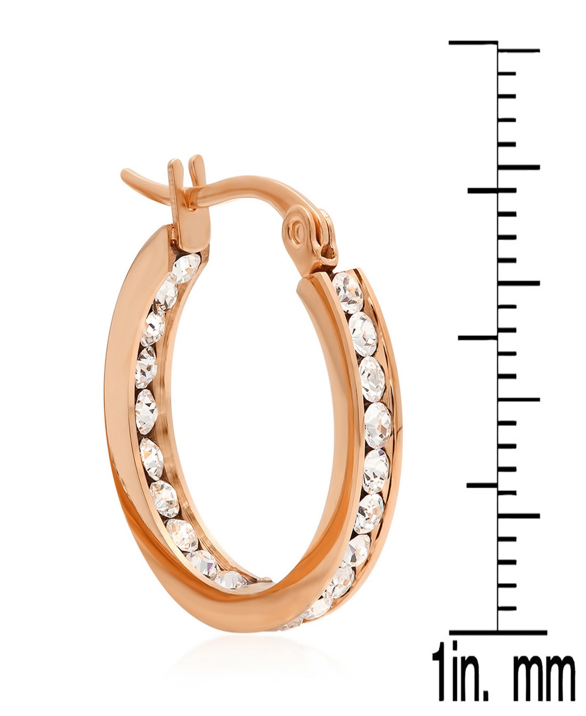 Steeltime Women's Stainless-steel Hoop Earrings Adorned With Swarovski Crystals