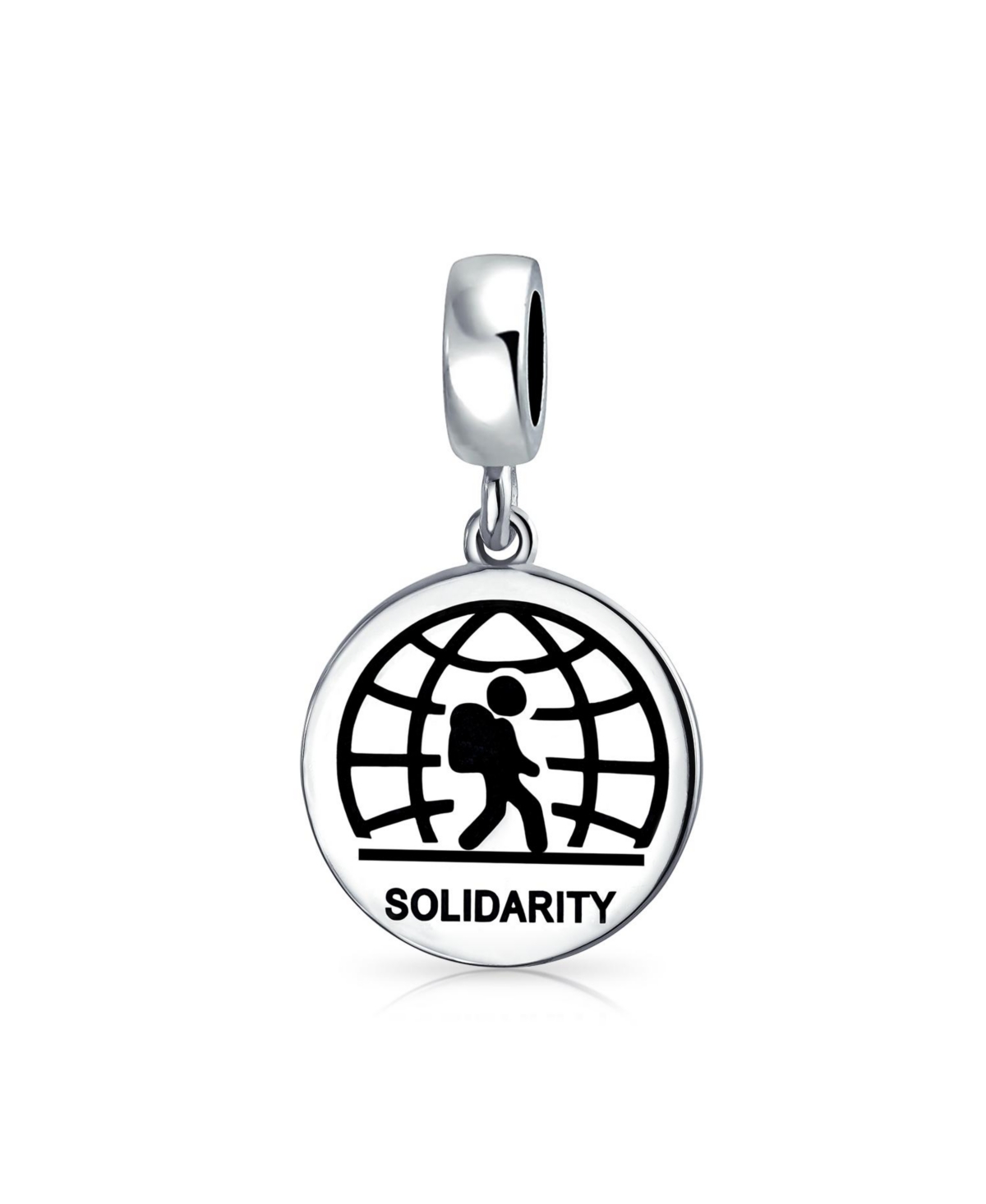 Symbol of Solidarity Dangle Charm Bead Sterling Silver for Immigrant Support - Silver
