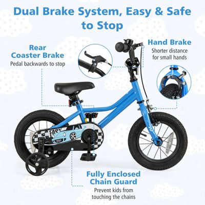Slickblue Kids Bike with Removable Training Wheels Adjustable for Growing Riders
