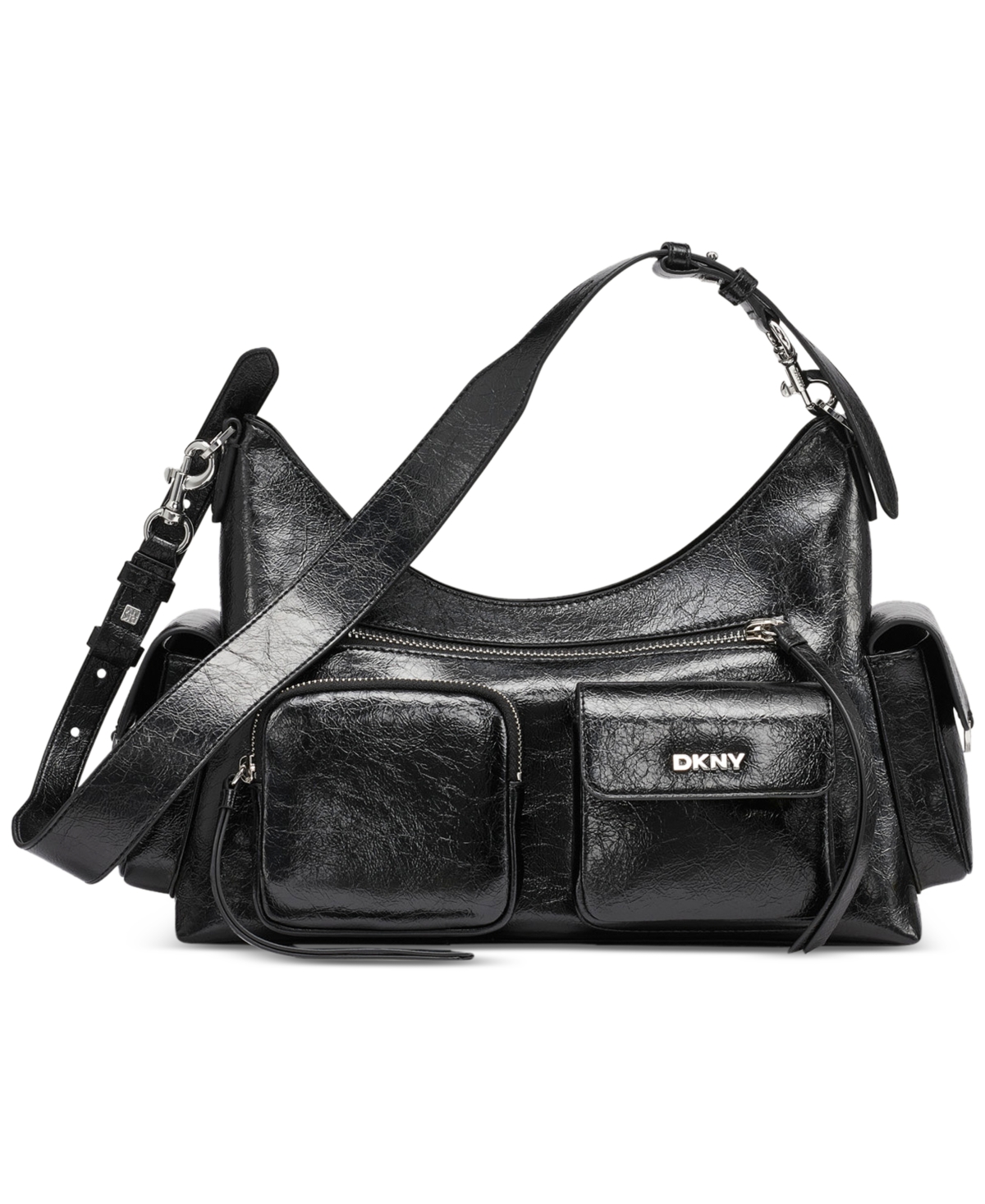 Freda Large Shoulder Bag - Black/silver