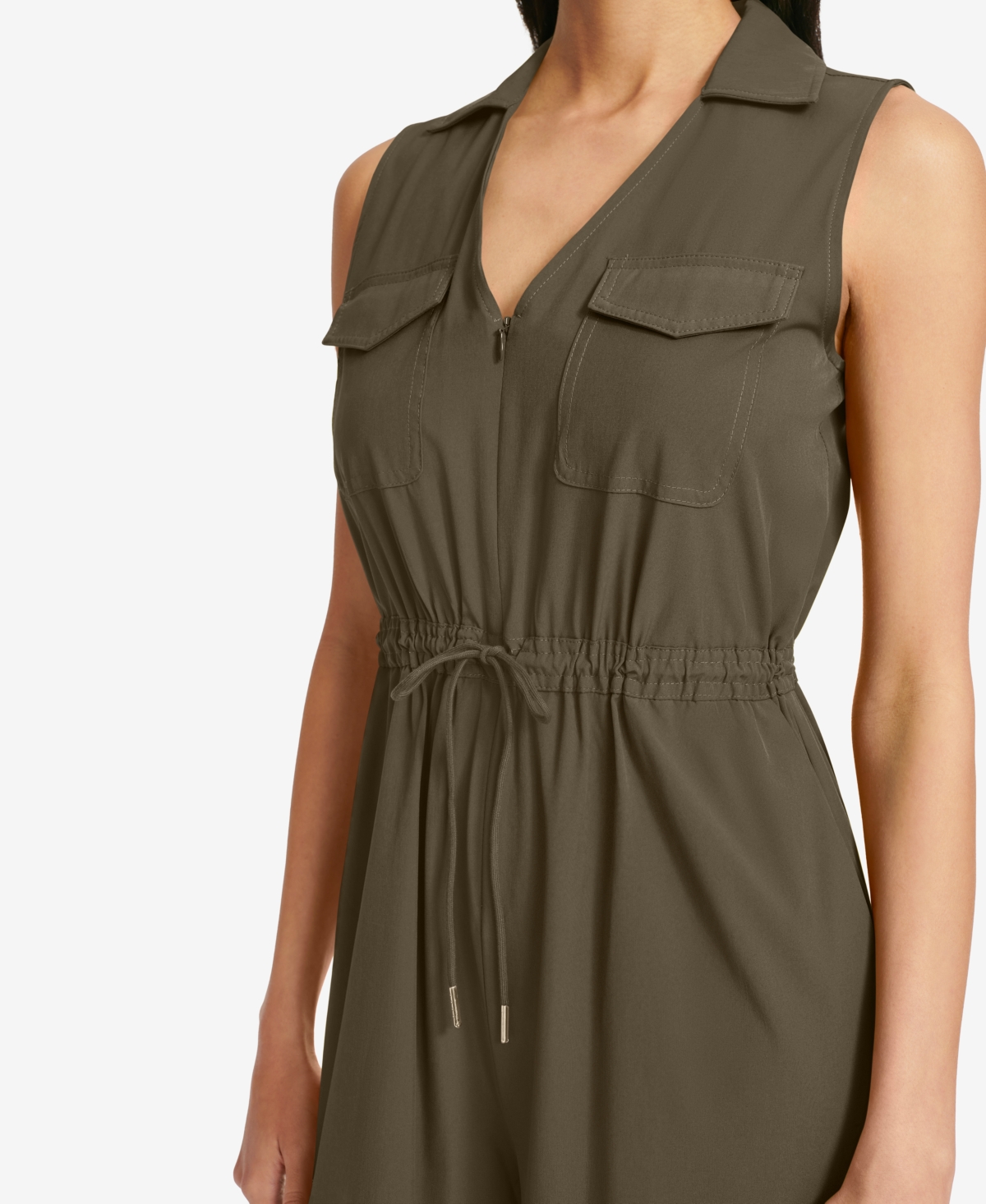 Calvin Klein Women's Sleeveless Straight-leg Jumpsuit In Brown