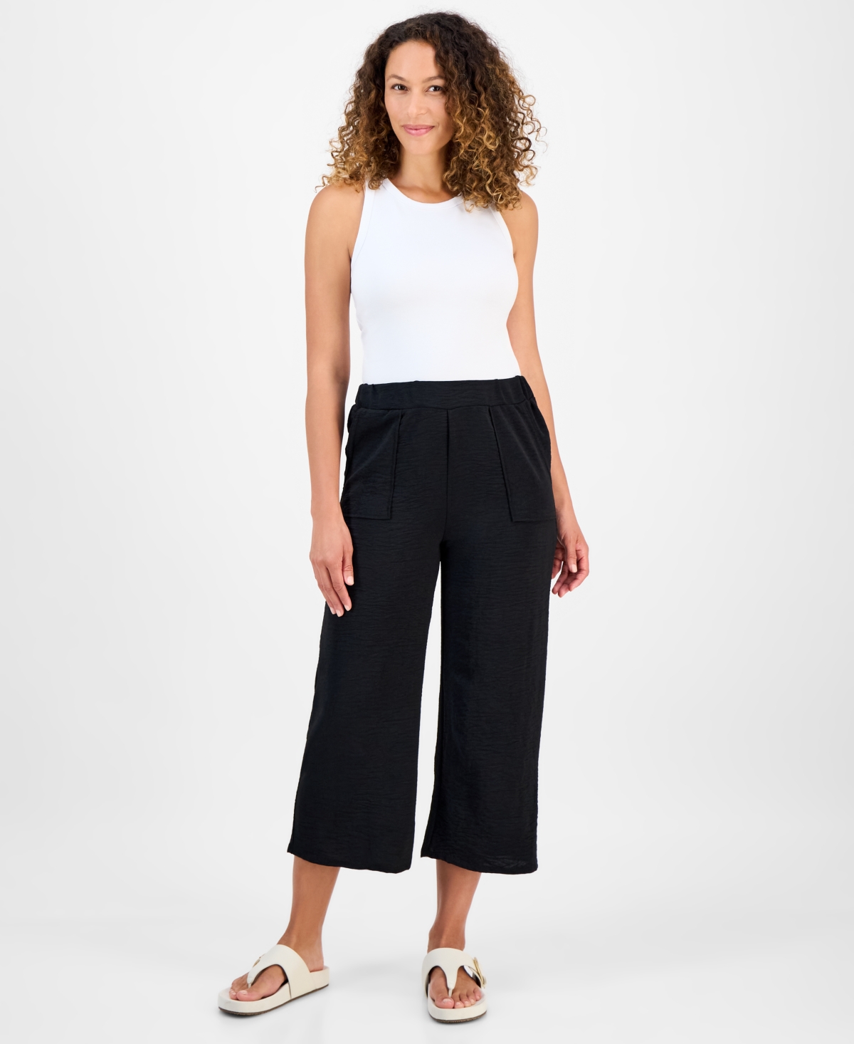 Petite High-Rise Pull-On Wide-Leg Pants, Exclusively at Macy's - Mauve