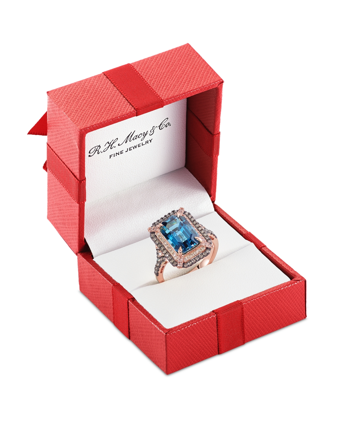 Le Vian Deep Sea Blue Topaz (3-7/8 Ct. T.w.) & Diamond (5/8 Ct. T.w.) Double Halo Ring In 14k Rose Gold (als In Gold