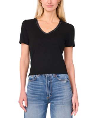 Women's V-Neck Ribbon-Trim Top