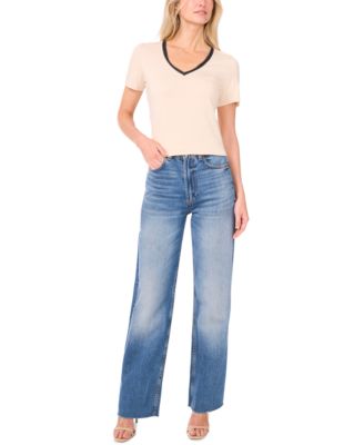 Women's V-Neck Ribbon-Trim Top