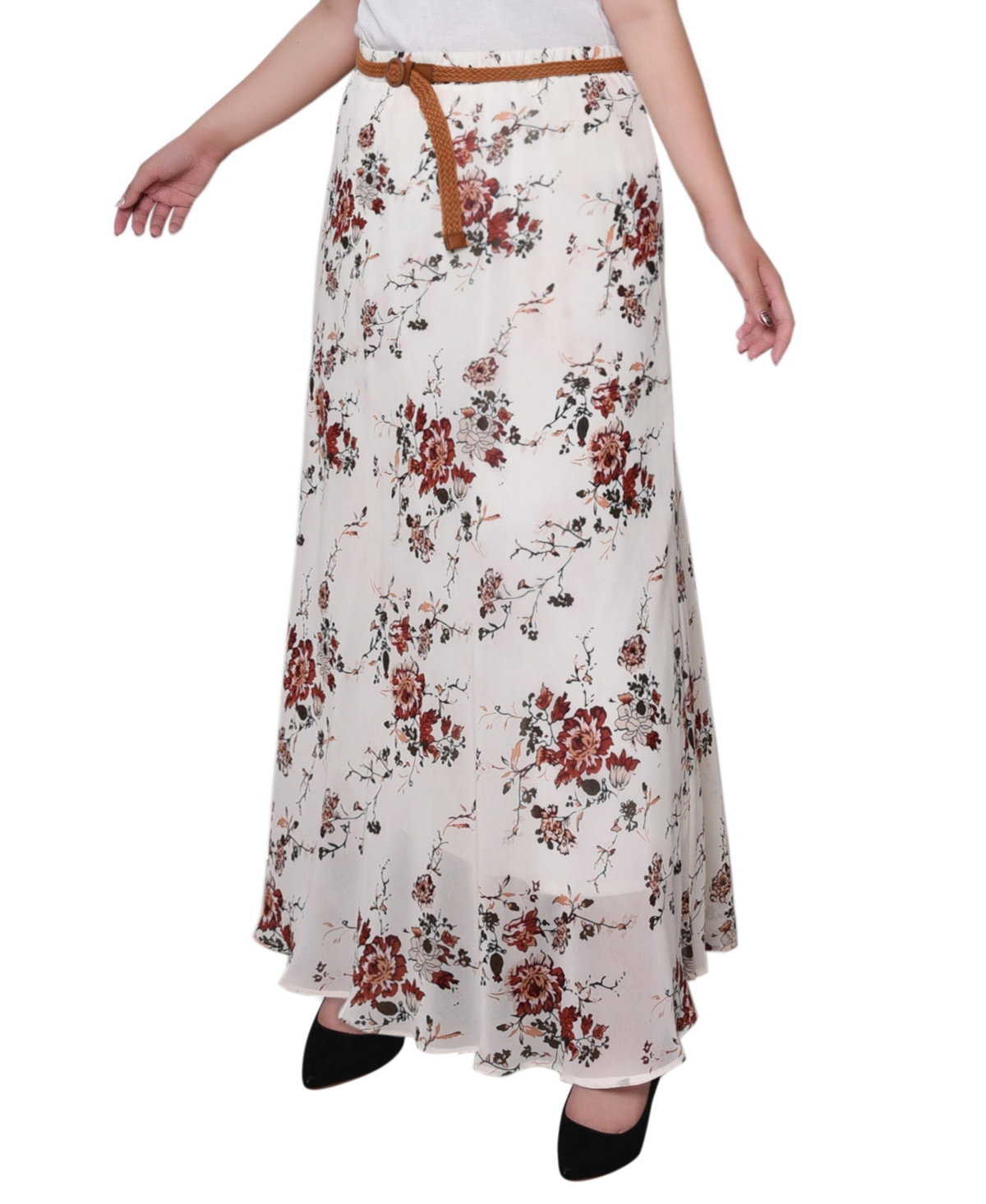 Ny Collection Plus Size Chiffon Maxi Skirt In White