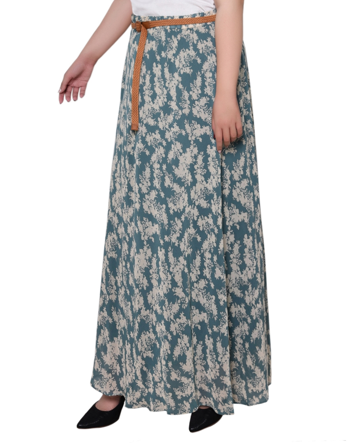 Ny Collection Plus Size Chiffon Maxi Skirt In Multi