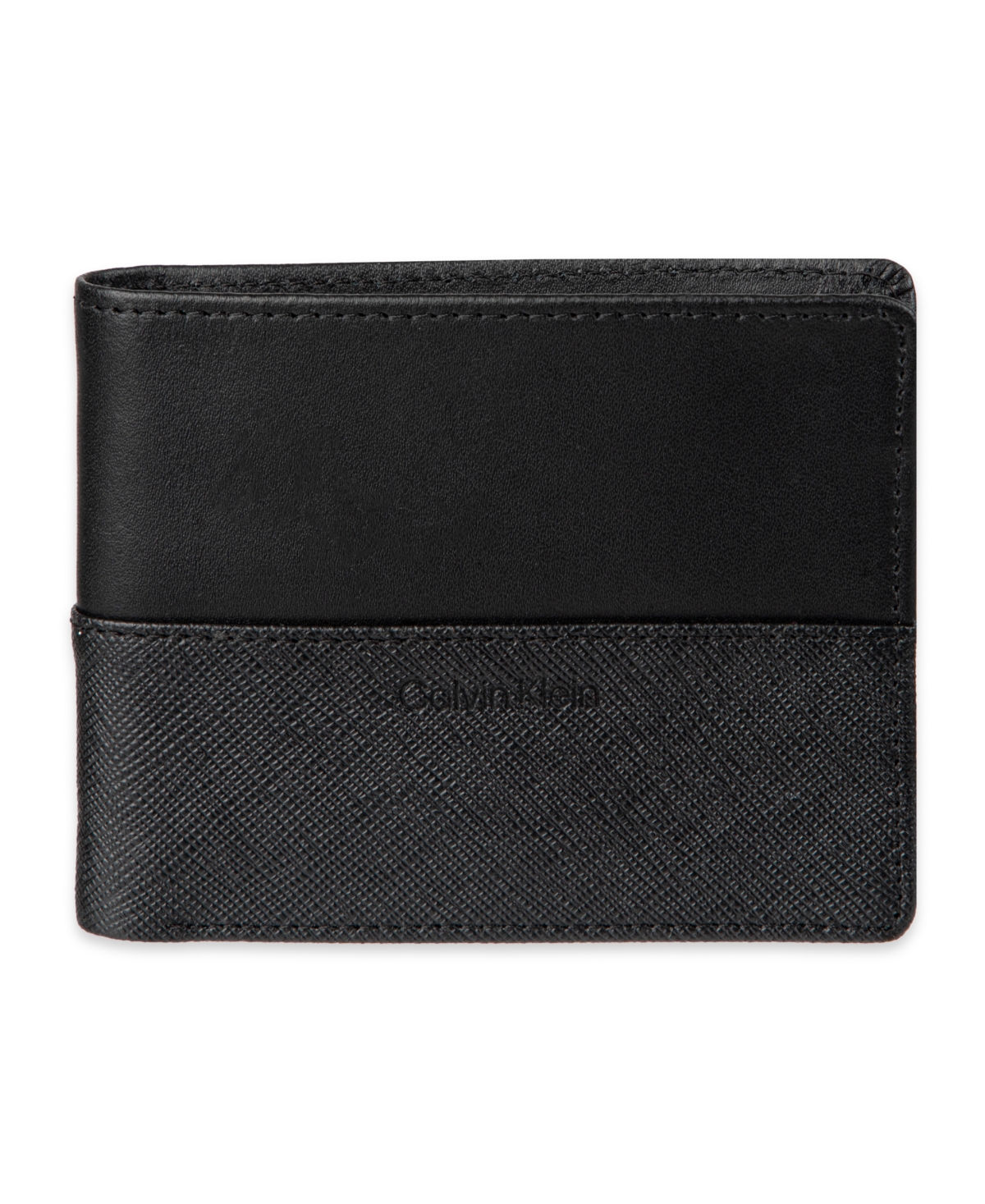 Calvin Klein Men's Rfid Overlapping Saffiano Slimfold Wallet In Black