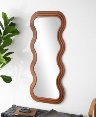 Wood 47" Wavy Modern Wall Mirror