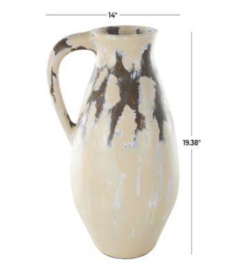 Antique Style Pot Ceramic 19" Farmhouse Vase with Curved Handle